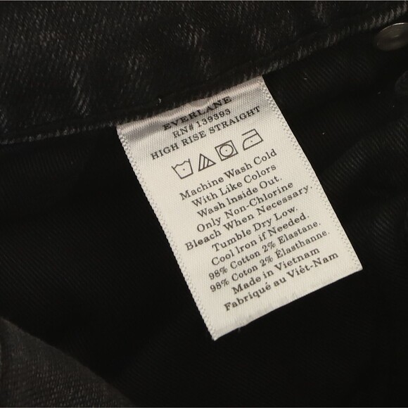 Everlane The High Rise Straight Jean 24 Regular Washed Black Denim Pant B24 - Picture 6 of 6